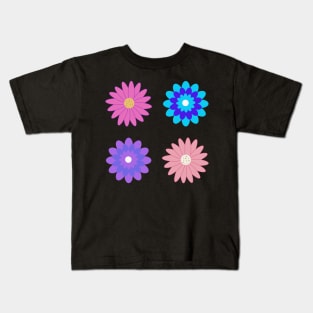 Colourful Retro Flowers Kids T-Shirt